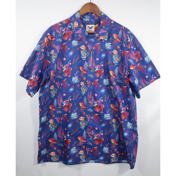 Yiume Button Down Shirt Tropical Ocean Life Sea Fish Marine Life Size XL NWOT - Picture 6 of 9